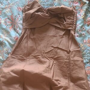 Elegant Brown Strapless Dress